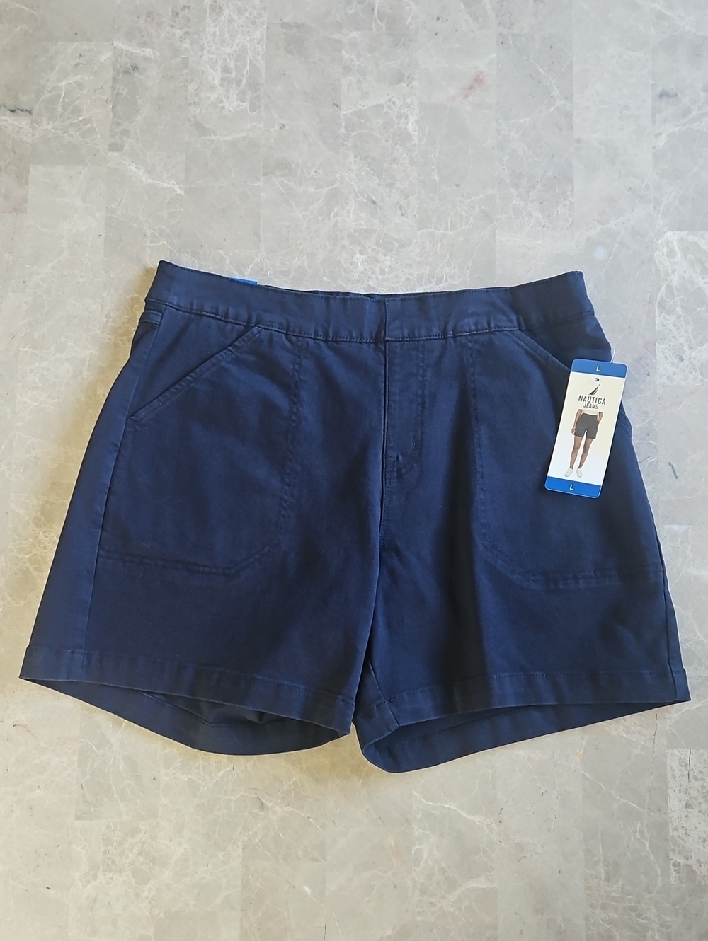 Nautica Classic Navy Women's Cotton-Blend Shorts Size Large
